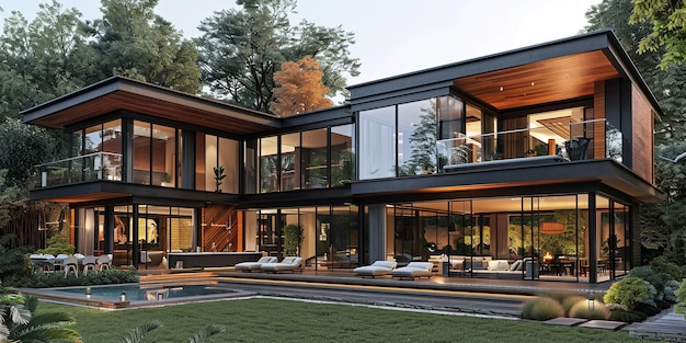 Style de conception d'architecture de maison moderne génératif Ai
