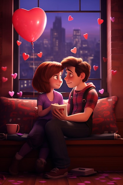 Photo le style daypixar de la saint-valentin