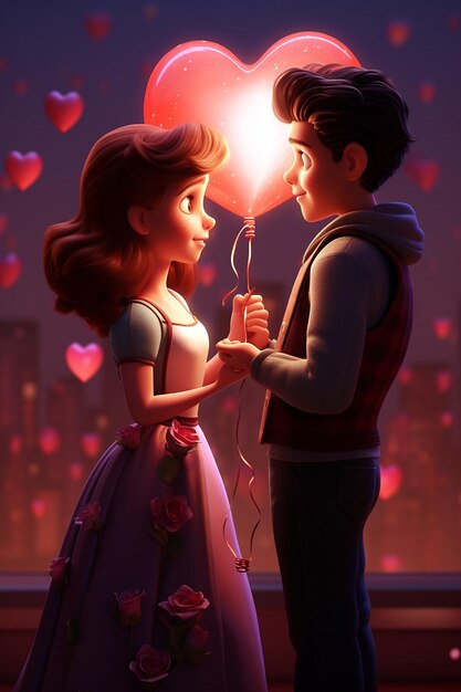 Photo le style daypixar de la saint-valentin