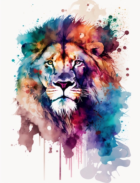 Style de dessin animé de lion aquarelle style minimaliste