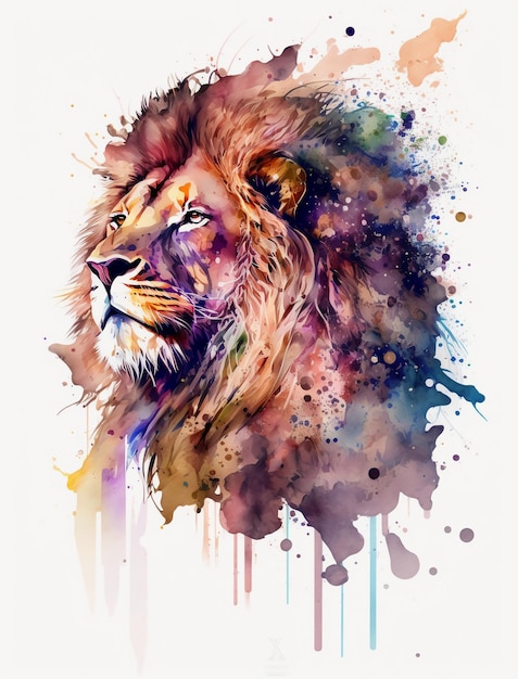 Style de dessin animé de lion aquarelle style minimaliste