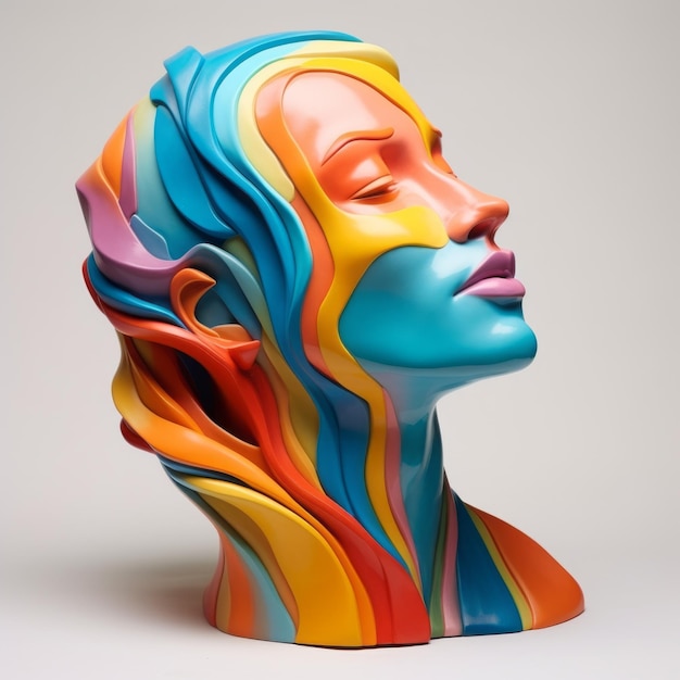 Style expressif d'Artgerm de sculpture de cheveux colorés avec la composition fluide