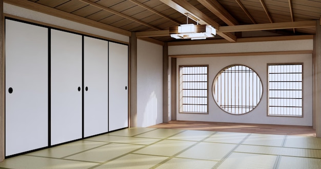 Style japonais Grand salon dans une chambre de luxe ou un hôtel Décoration de style japonaisRendu 3D