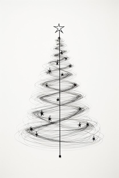 style de ligne arbre de Noël câblé croquis minimaliste au crayon à la main