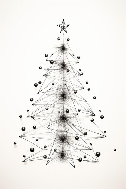 style de ligne arbre de Noël câblé croquis minimaliste au crayon à la main