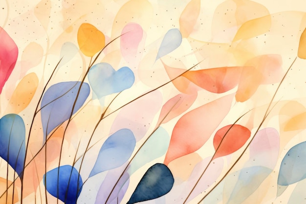Style de lignes pointillées aquarelle abstraite utilisant une couleur irisée et un fond beige