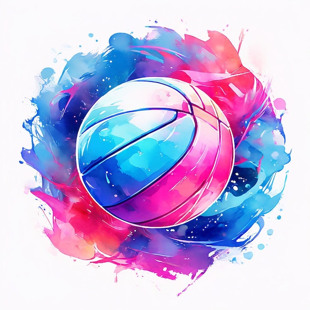 style de logo de haute qualité aquarelle volley-ball coloré fond monochrome