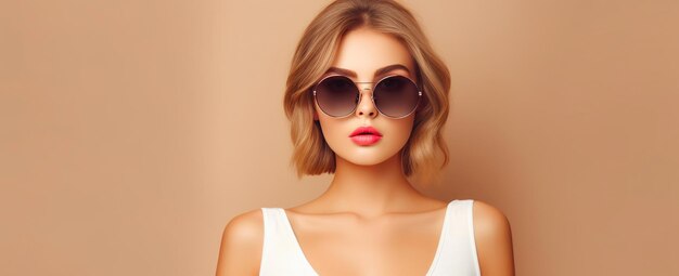 Le style des lunettes de soleil contre le beige