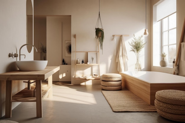 Style minimaliste d'architecture intérieure de salle de bains