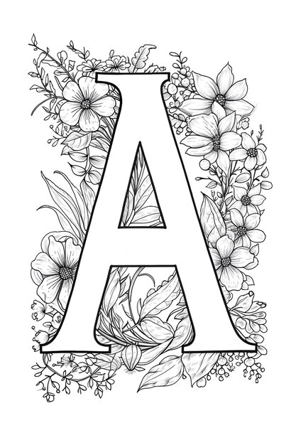 Photo style de page de coloriage lettre a génératif ai