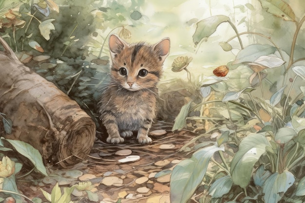 Style de peinture aquarelle chat mignon
