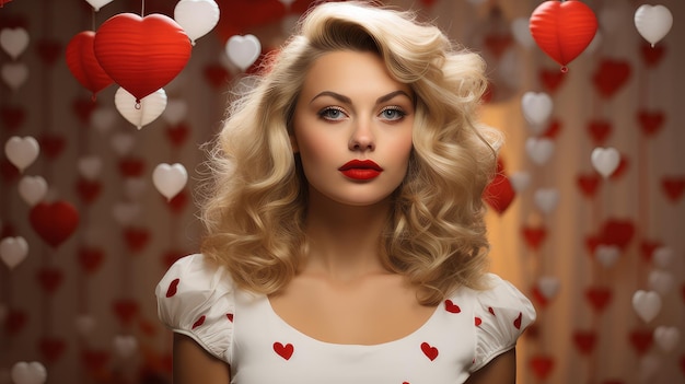 Style pin-up blonde et coeur