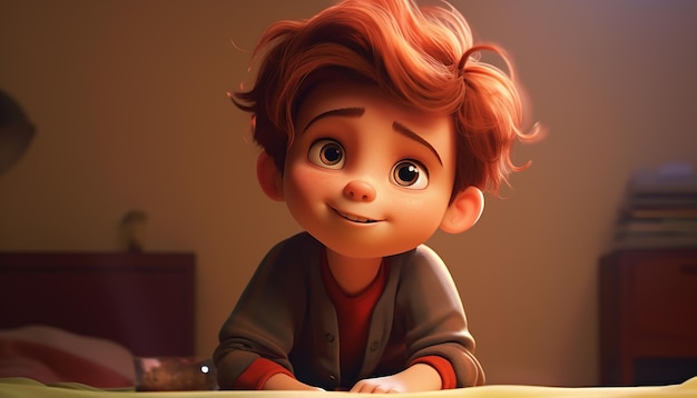 Photo un style pixar d'animation de personnage d'enfant très mignon