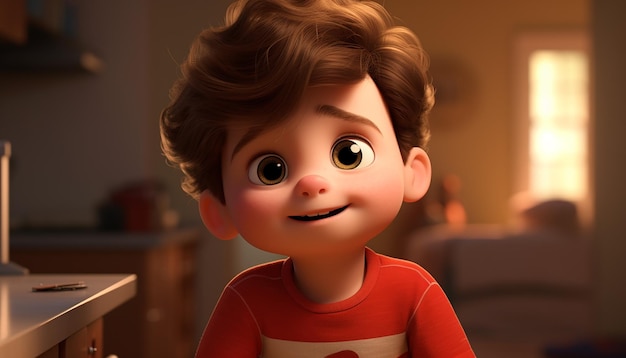 un style pixar d'animation de personnage d'enfant très mignon