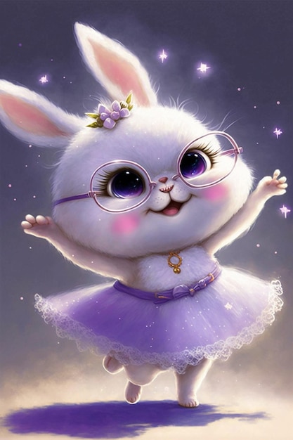 Style Pixar Un lapin de fée blanc super mignon et heureux Generative Ai