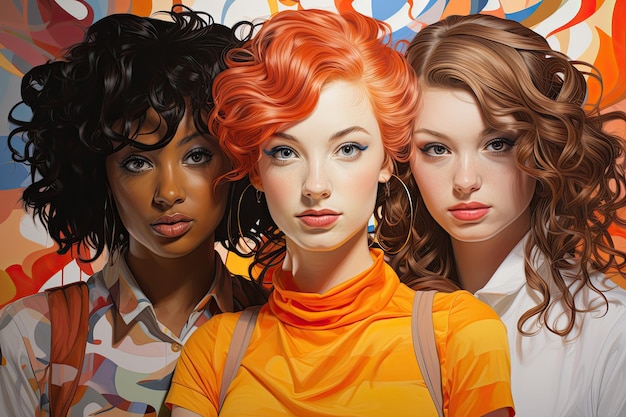 Style pop art d'adolescentes américaines