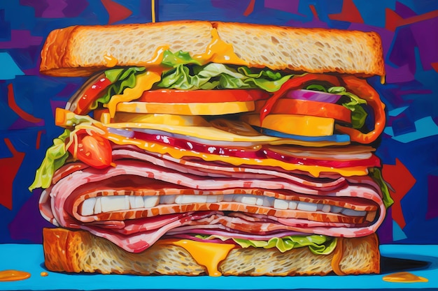 Style pop art d'un sandwich imposant