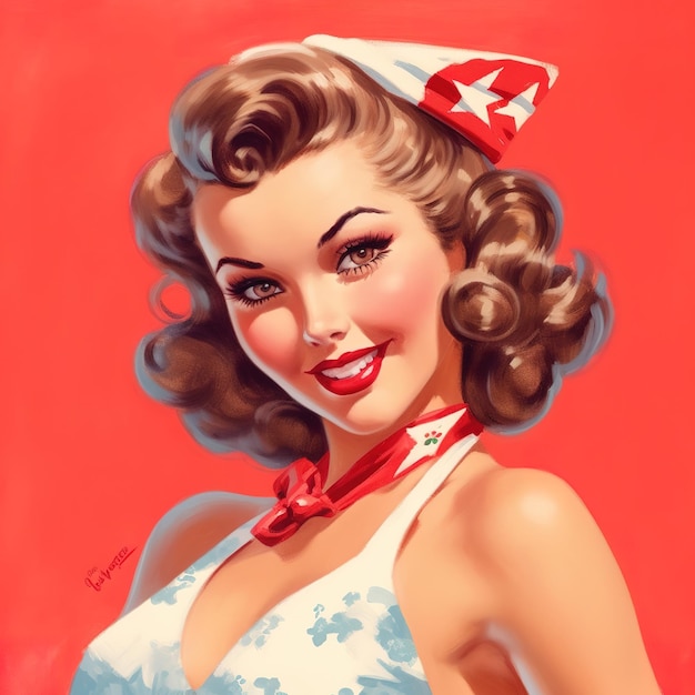 Photo style rétro pin up girl illustration