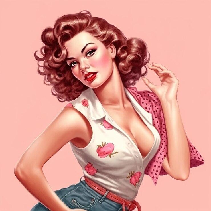 style rétro pin up girl illustration