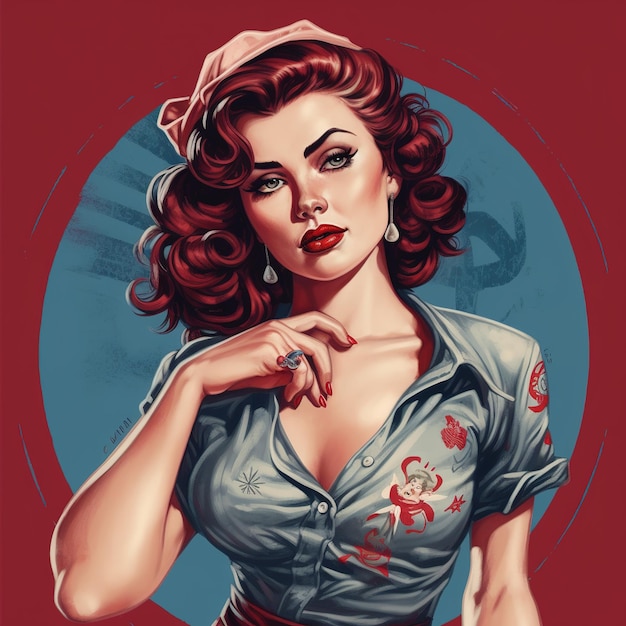 Photo style rétro pin up girl illustration