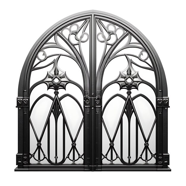 Photo style surréaliste de porte pliante avec dessin de motif voûté composé d'acier un design d'idée créative
