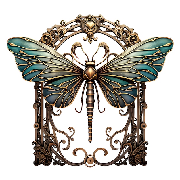 Le style surréaliste de Swing Gate avec le design de libellule se compose de deux feuilles Bron conception d'idée créative