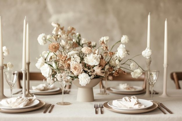 Style de table de mariage romantique