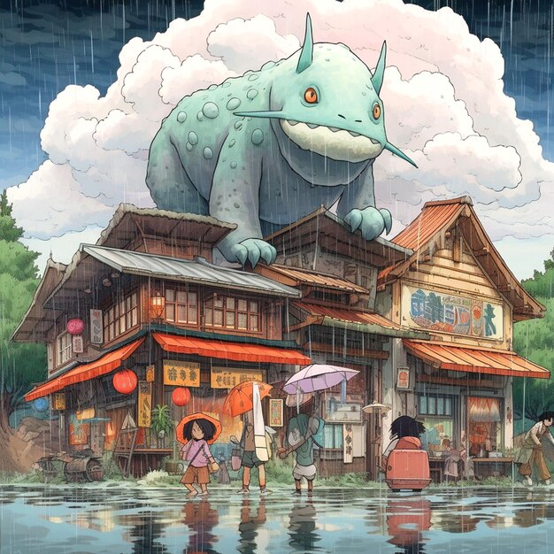 style de toile de fond rappelant le studio Ghibli