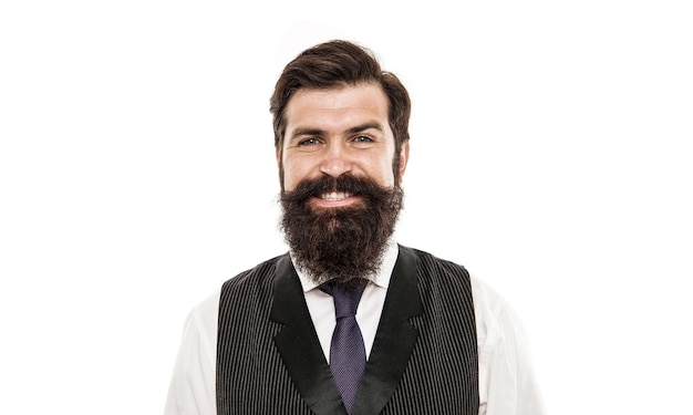 Style vintage Apparence de hipster Homme barbu hipster élégant gilet formel et cravate Barbe et moustache Barbu et cool Les conseils de barbier maintiennent la forme de la barbe longue Barbe mode et concept de barbier