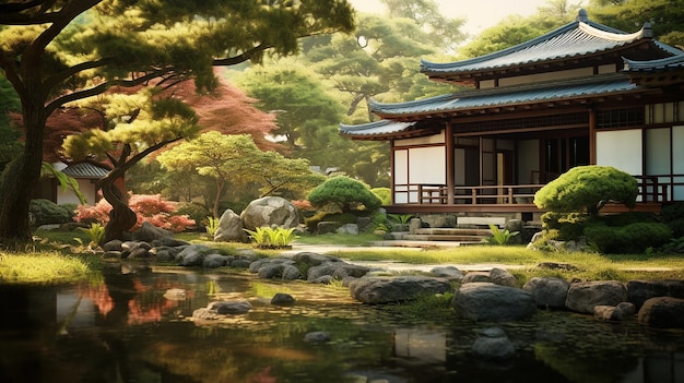 style zen japonais bâtiment japonais serein belle architecture japonaise