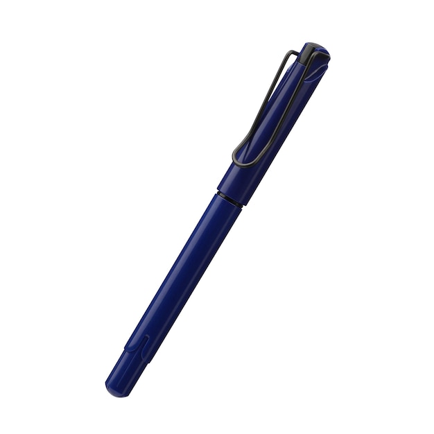 Stylo à bille isolé sur fond blanc stylo élégant en bleu marine avec chemin de détourage