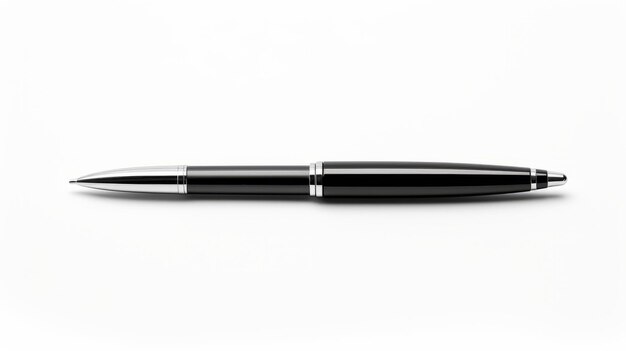 Photo un stylo noir et argenté isolé sur un fond blanc
