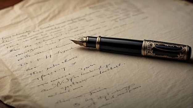 Un stylo plume vintage sur des lettres manuscrites
