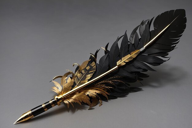 Un stylo à plumes noir et doré