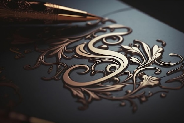 Photo un stylo et un stylo calligraphe sont posés sur une surface noire.