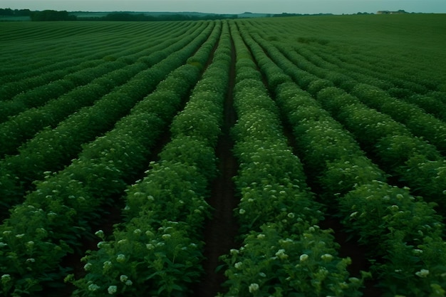 Substitut de sucre de feuille sucré Stevia rebaudiana isolé sur fond de champ Réseau de neurones généré par l'IA