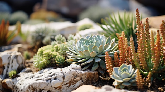 Les succulentes poussent sur les rochers du désert