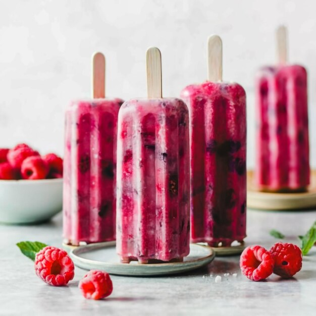 Photo des sucettes à la framboise à la chia