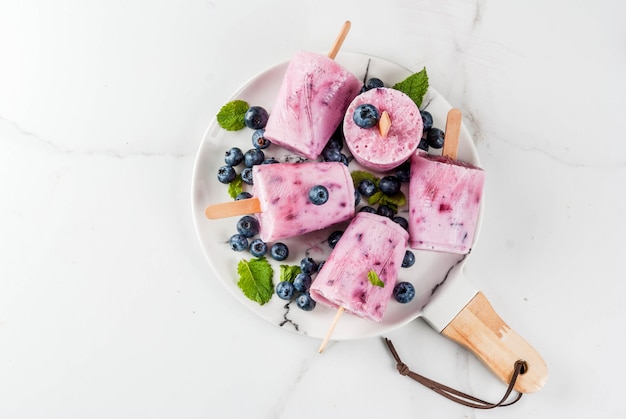 Sucettes glacées aux bleuets et au yogourt