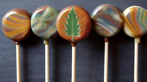 Photo des sucettes de sucettes au chocolat infusées de cannabis