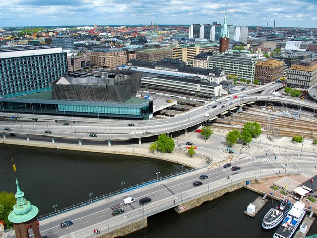 Suède Stockholm vue magnifique depuis le pont d'observation sur la ville moderne