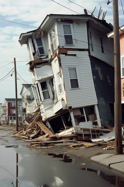 Les suites de l'ouragan ont endommagé des maisons et des bâtiments créés avec une IA générative