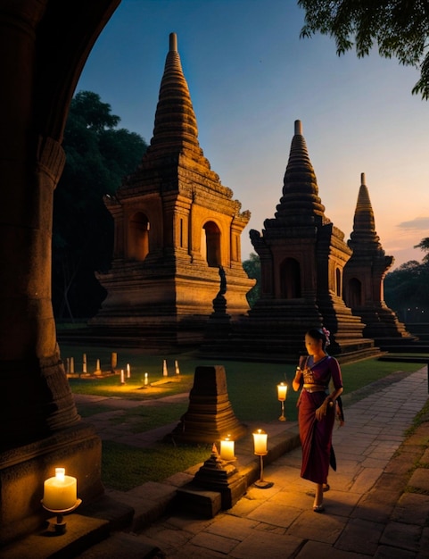 Photo sukhothai co lamplighter loy kratong festival dans le parc historique de sukhothaï