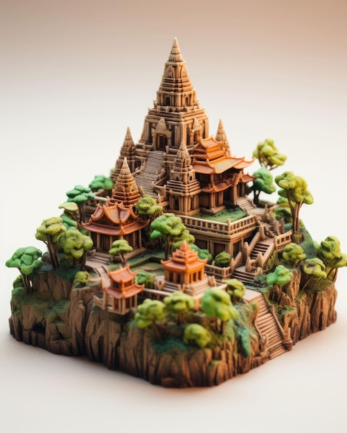 Sukhothai Thaïlande avec artisanat 3D et arrière-plan isolé