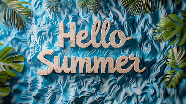 Photo summer background with hello summer inscription