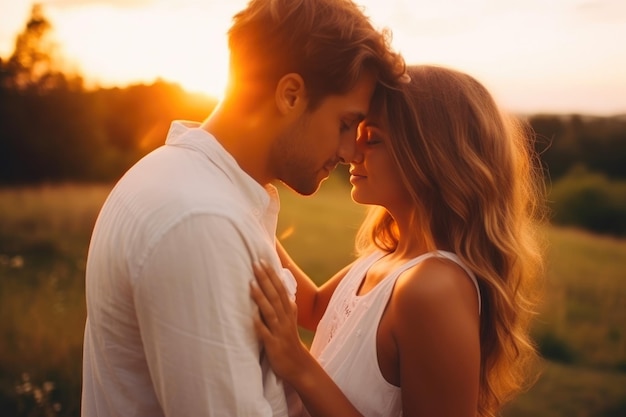 Sundown Affection Le baiser d'un couple