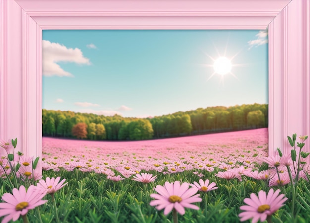 SunDrenched Meadow Serenity Paysage panoramique naturel coloré avec fleurs sauvages