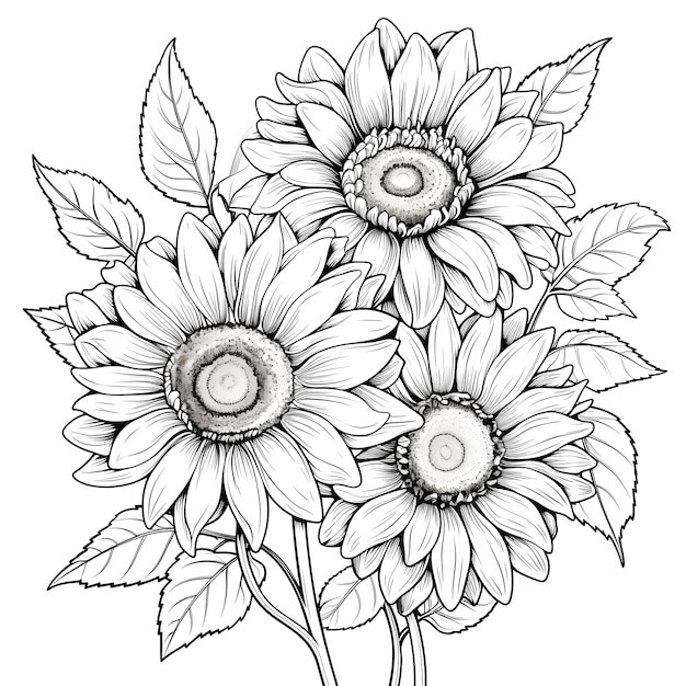 Photo sunflower serenity peinture pour adultes relaxante avec des motifs de tournesol simplistes