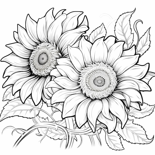 Photo sunny delight coloriage avec de beaux tournesols pour égayer votre journée