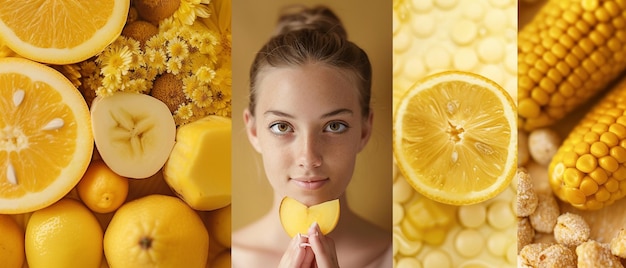 Sunny Delights est un collage d'aliments sains jaune.